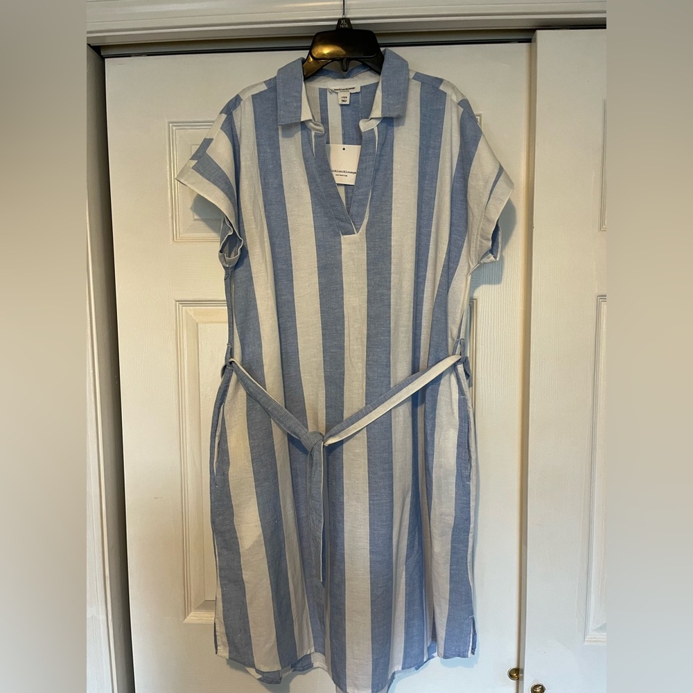 Beachlunchlounge Sky and White Striped Shirtdress